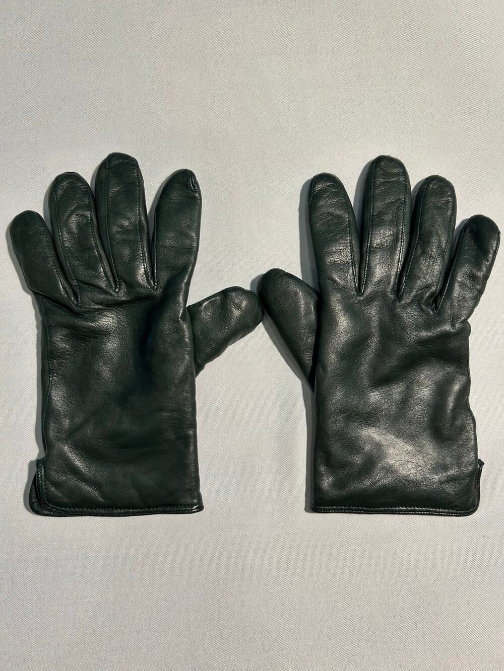 Coach Leather Gloves 100% Cashmere Lined Dark Green Size 8 FLAW